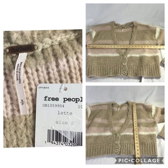 New Free People Fine Time Cardigan Sweater Latte - Picture 8 of 8